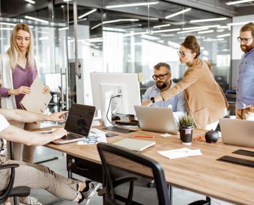 Office work with diverse coworkers