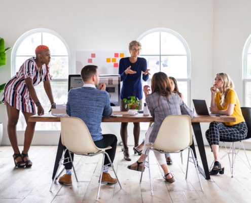 Digital marketers working o a plan