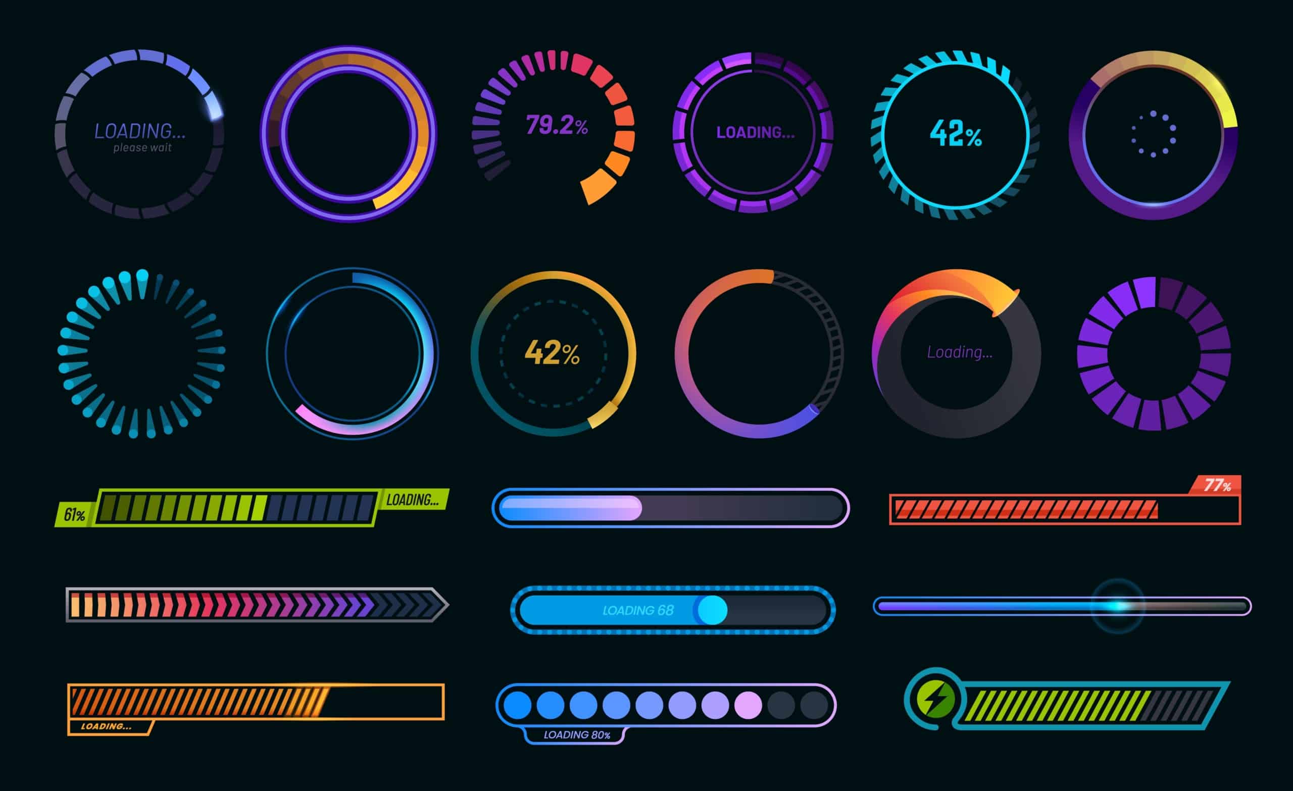 Loading progress bars, load or download and upload